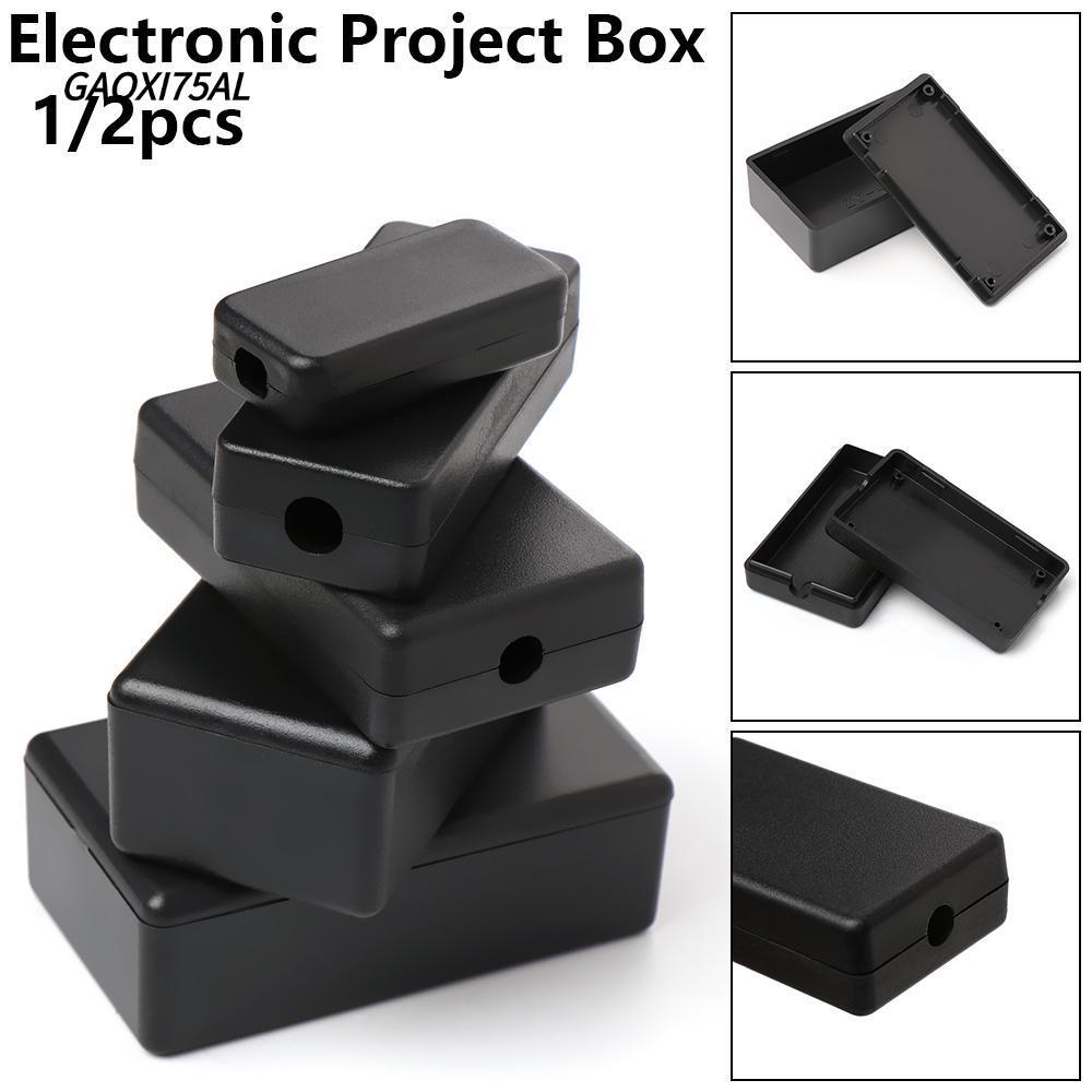 GAOXI75AL 1/2 ชิ้นกล่องโครงการอิเล็กทรอนิกส์พลาสติก ABS สีดํา DIY เครื่องมือ