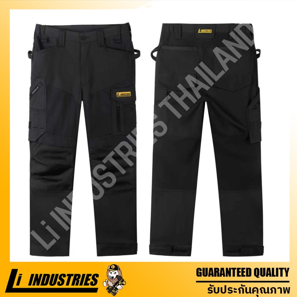 Li INDUSTRIES กางเกงช่าง Workwear Stretch 4-Way สีดำ