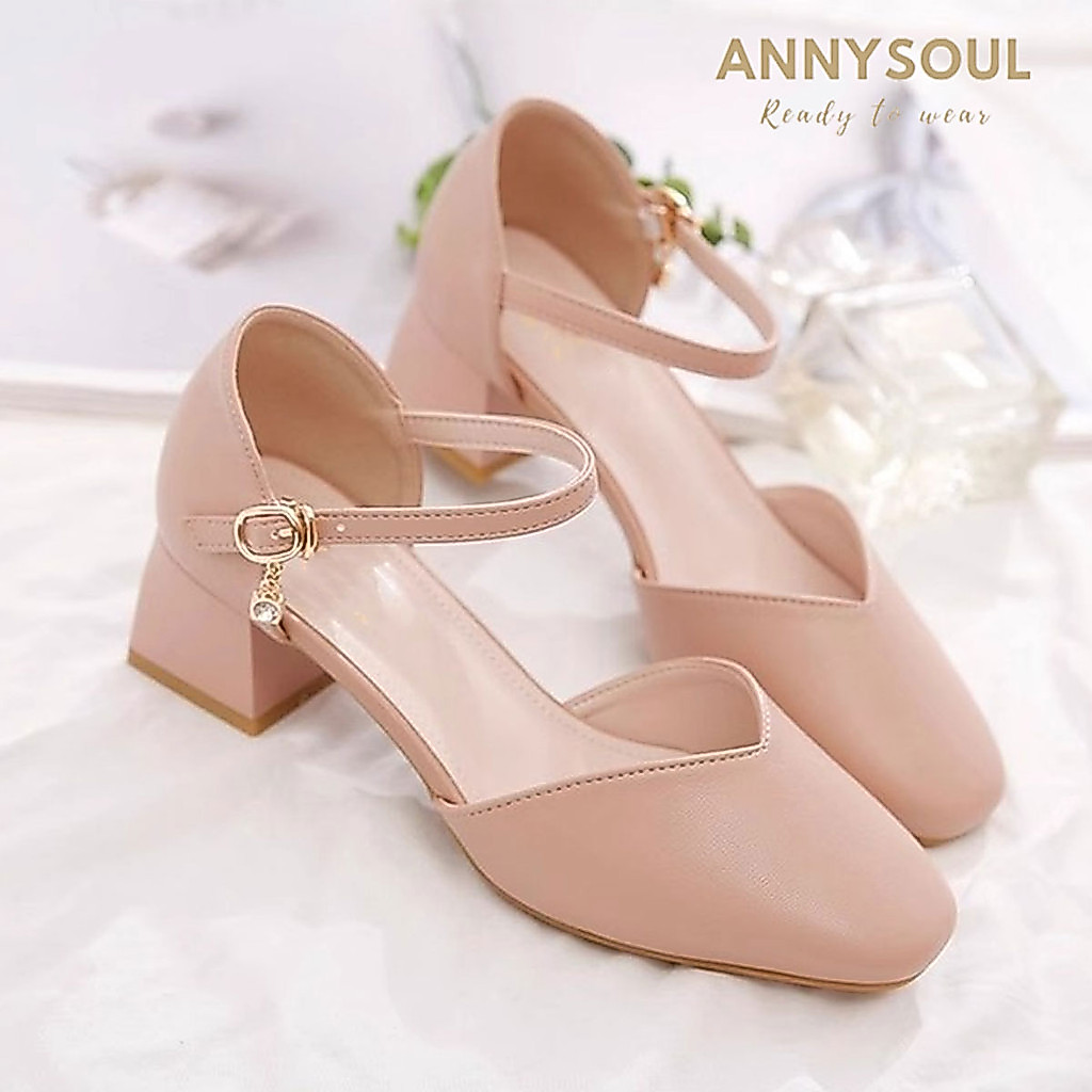 [[ANYSOUL]] พร้อมส่ง2สี รองเท้าส้นสูง รองเท้าทำงานสำหรับผู้หญิง วัสดุทำจากยางใส่ออกงานสวยงาม