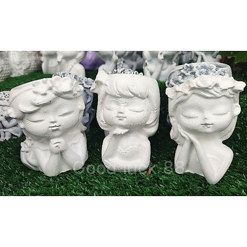 กระถางต้นไม้ กระถางแคสตัส ปูน(2×4 น.)