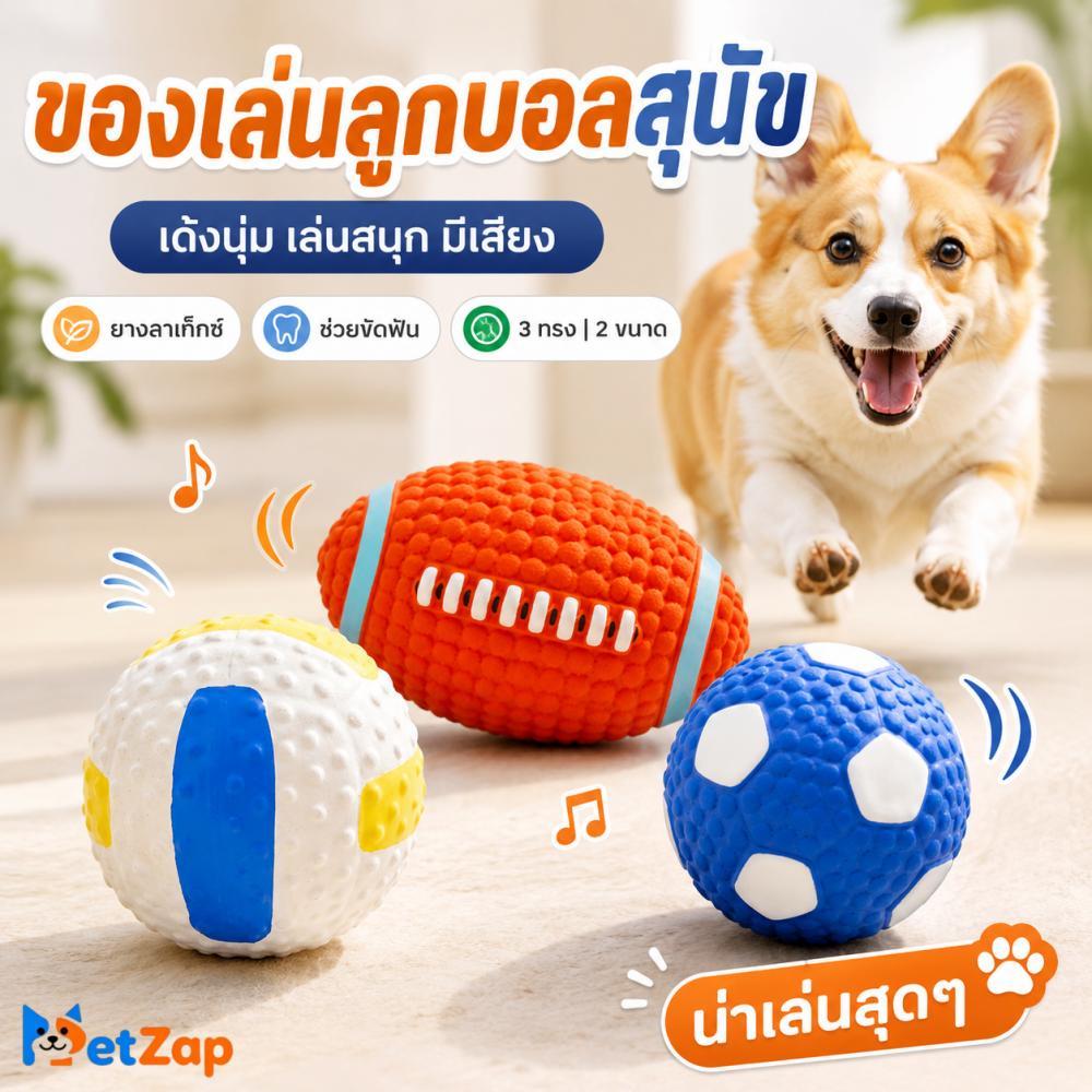 【PetZap】ของเล่นสุนัขมีเสียง ของเล่นยางลาเท็กซ์ ลูกบอลสุนัข กัดเล่นแก้เบื่อ วัสดุทนทาน COD CW-013
