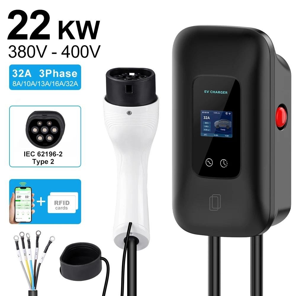 QCESEV EV Charger Station 7.6KW 11KW 22KW ยานพาหนะไฟฟ้า C