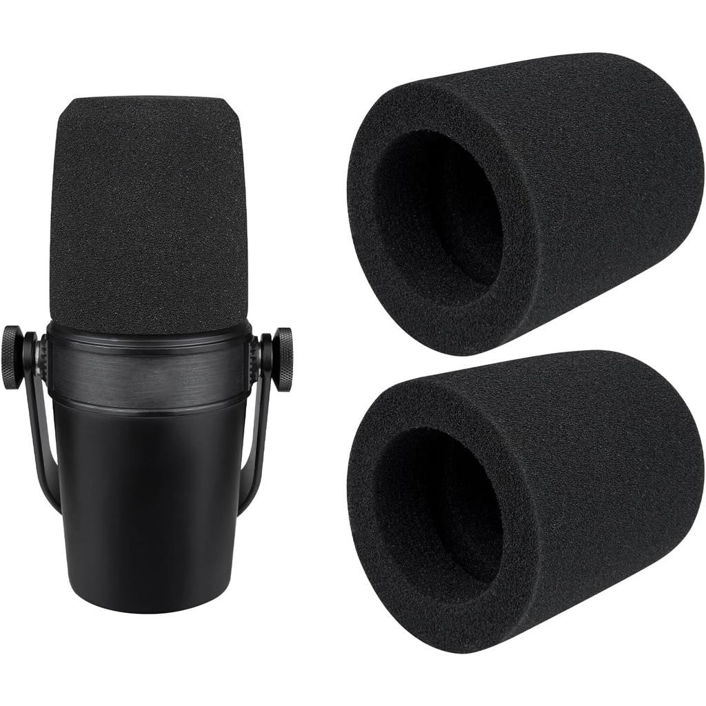 Pop Filter สําหรับ Shure MV7/MV7X, ฝาครอบไมโครโฟนป้องกันกระจกโฟม