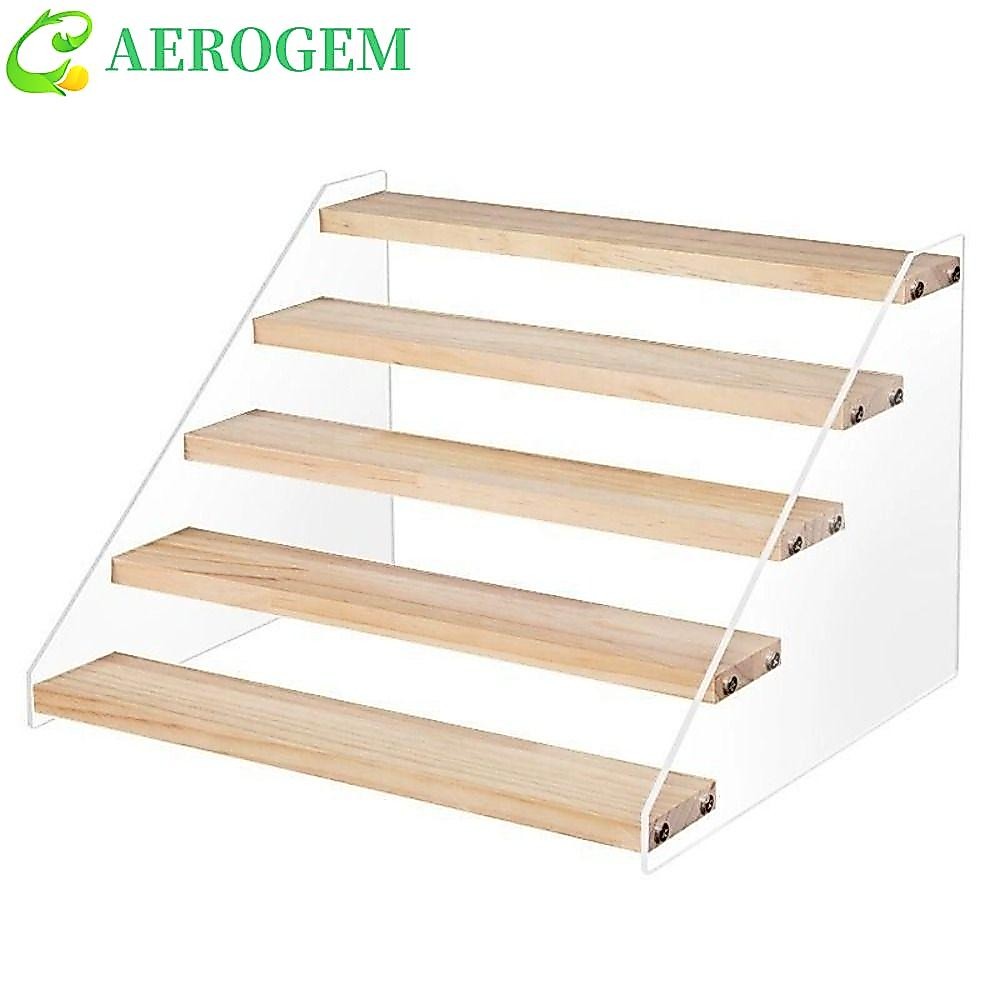 AEROGEM ชั้นวางโชว์เก็บของอะคริลิค,ประเภทบันไดความจุขนาดใหญ่ตุ๊กตาตัวเลขชั้นวางรุ่น,ชั้นเก็บเล็บน้ําหอมที่ถอดออกได้ใสที่วางเครื่องสําอางห้อง