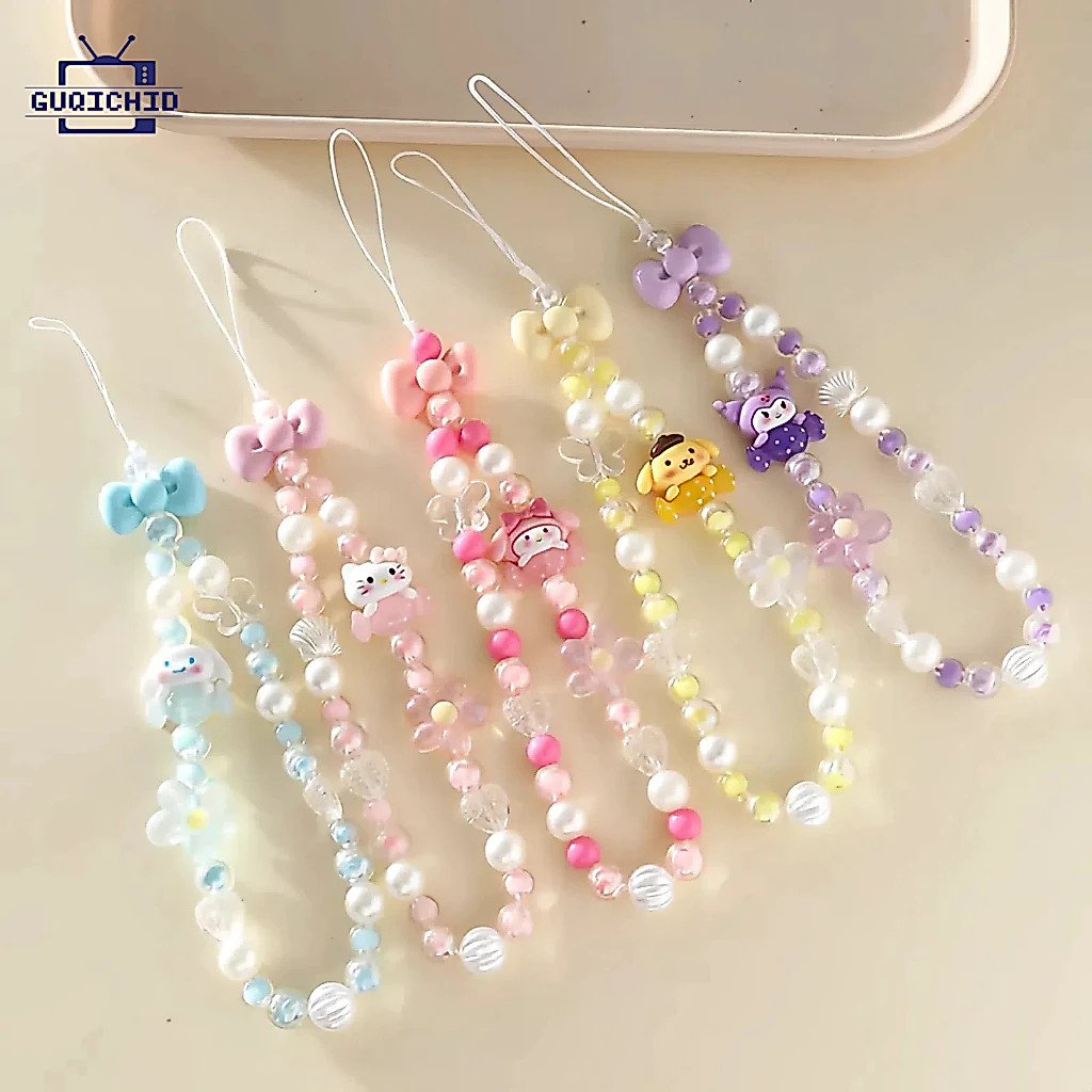 สายคล้องโทรศัพท์มือถือ สายคล้องโทรศัพท์ลูกปัดอะครีลิก โบว์ สายคล้องโทรศัพท์ สายคล้องโทรศัพท์การ์ตูน ins