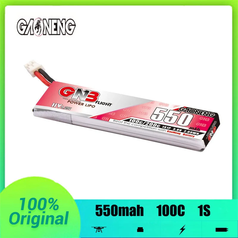 GAONENG GNB LiHV 1S 3.8V 550mAh 100C PH2.0 หัวพลาสติก LiPo แบตเตอรี่สําหรับ FPV Drone Emax Tinyhawk 