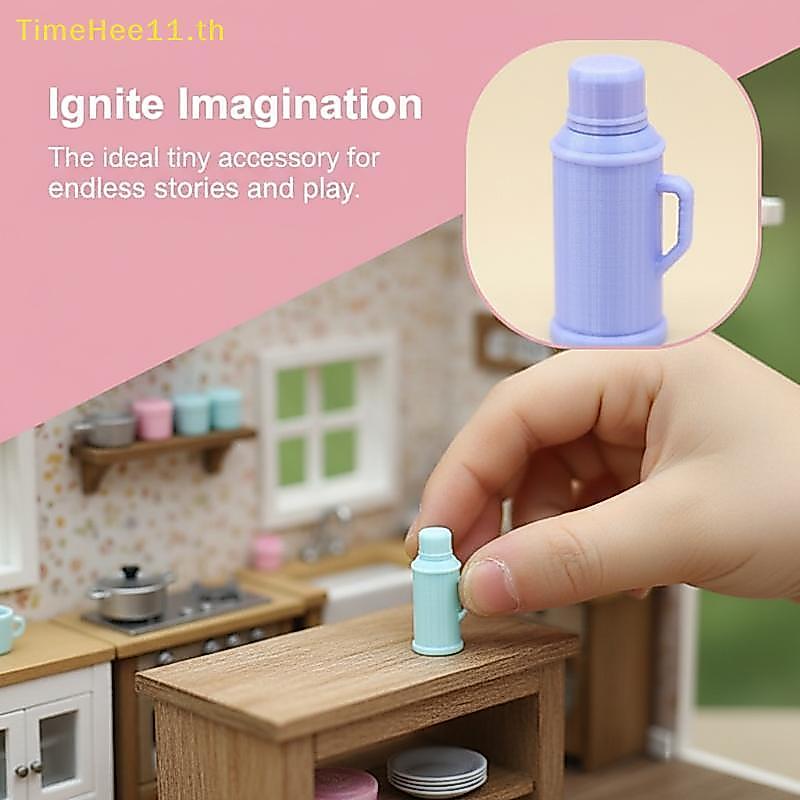 TimeHee 1 ชิ้น Mini Pastel Thermos รุ่นน่ารักออกแบบพลาสติกทนทานสําหรับตุ๊กตาทราย Table Decor การถ่ายภาพ Props TH