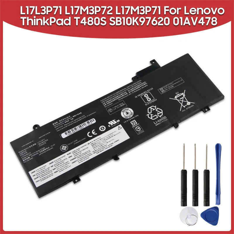 ความจุสูง 4708mAh แบตเตอรี่ L17M3P71 L17L3P71 L17M3P72 สําหรับ Lenovo ThinkPad T480S SB10K97620 01AV