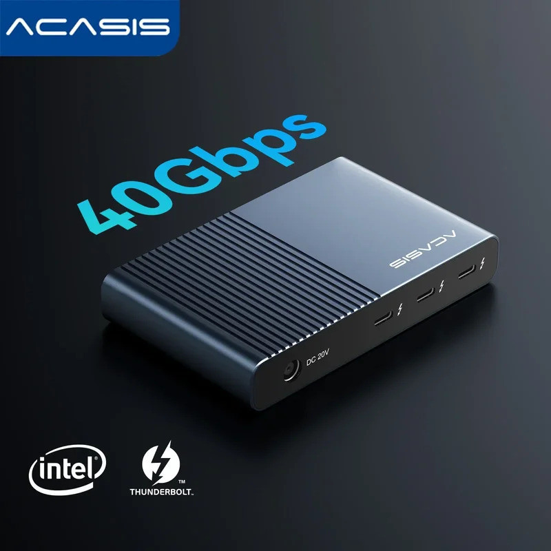 Acasis 5 in 1 Thunderbolt 4 Hub USB-C Docking Station 8K 60HZ Video Output PD 60W สําหรับโฮสต์ 40Gbp