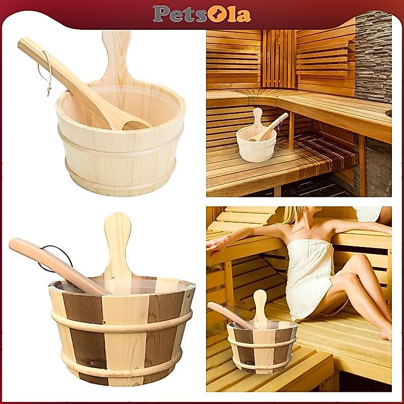 [PETSOLA] ถังซาวน่าไม้ 4 ลิตร อุปกรณ์สปากว้างขวางสำหรับการแช่น้ำ