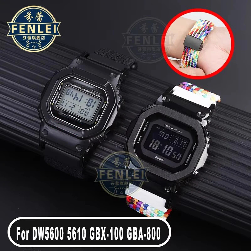 สายรัดแม่เหล็กสําหรับ Casio G-SHOCK DW-5600 DW6900 DW9600 GW-M5610 GBX-100 GBA-800 ทอผ้าไนลอนสายนาฬิ