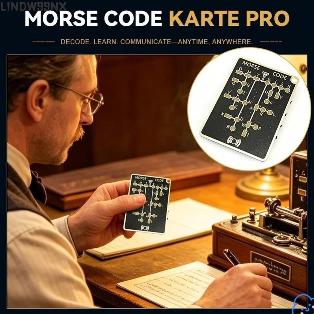 LINDW99NX Morse Code Trainer Card, Pocket-Sized Portable Morse Code Learning Tool, ทนทาน LED น้ําหนั