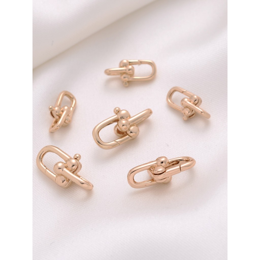 14K Gold-Plated Double U-Shaped Spring Buckle Handmade diy สร้อยข้อมือสร้อยคอ Ending Link หัวเข็มขัด