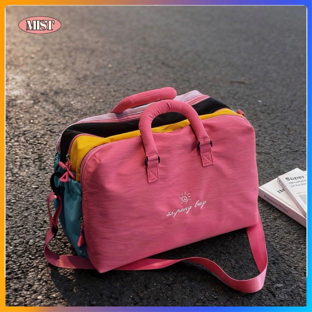 [MIST]กระเป๋าเดินทางใบใหญ่ Duffel ผ้าไนลอน สีโดปามีน กันน้ำ แยกเปียกแห้ง ช่องใส่รองเท้าแยก สะพายข้างได้ 41x30x23 cm สำหรับเดินทาง