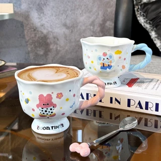 ถ้วยน้ํา ถ้วยกาแฟ ถ้วยนมน่ารัก แก้วลายกระต่าย ลายช้างน่ารัก มูลค่าสูงถ้วยเซรามิกถ้วยน้ําคู่สาวของขวัญวันเกิดของที่ระลึก🎀