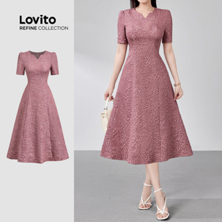 (New) (Lovito Refine) ชุดเดรสหรูหราลายจาควาร์ดสวยงาม สำหรับฤ…