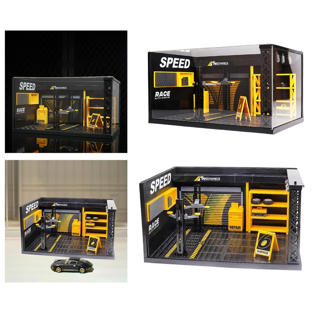 [Qklmdt] 1/24 Diorama Car Garage Diorama Model Repair Shop Model Car Workshop Scene Model