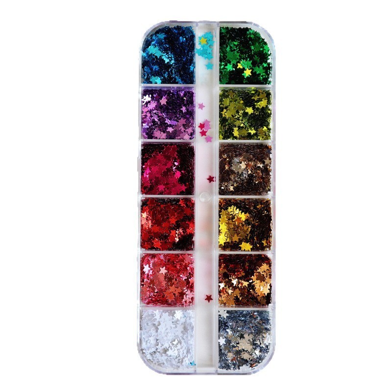 12 ช่องกล่องลายดาว เลื่อมลายคริสต์มาส เลื่อมรูปดาวห้าแฉกหลากสี - รูปที่ 3