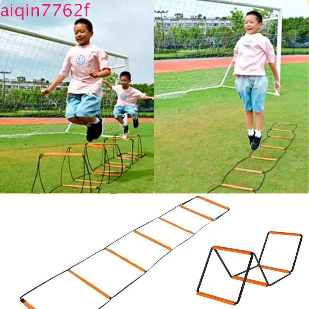 AIQINF บันได Agile, สีส้ม Instant Set-up Soccer Speed Ladder, ความยืดหยุ่นเหล็กคาร์บอนพับได้มัลติฟังก์ชั่น Footwork Training Jump Ladder อุปกรณ์ฟุตบอล