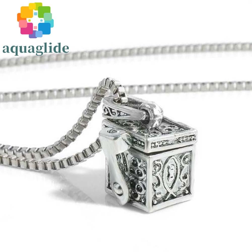 AQUAGLIDE Urn สร้อยคอแฟชั่น 1 ชิ้น Keepsake Memorial Openable โบราณเงินสี Vial จี้