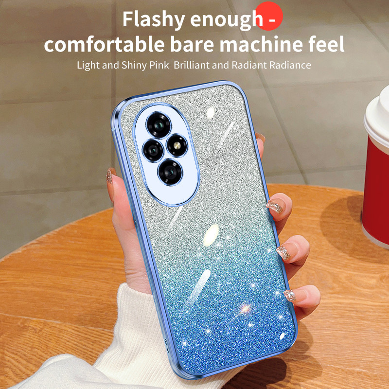 เคส Honor 200 ELI-AN00, ELI-NX9 แฟชั่นและ Simple Gradient Sparkling Powder โปร่งใส Soft Shell 6D Ele