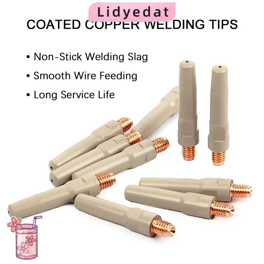 LIDYEDAT165 1 ชิ้น MIG หัวฉีดเคล็ดลับ, 0.8/1.0/1.2 มิลลิเมตรทองแดงเชื่อมเคล็ดลับ, เคลือบป้องกัน 45 มิลลิเมตรนําไฟฟ้าเชื่อมชิ้นส่วนเครื่องมือ