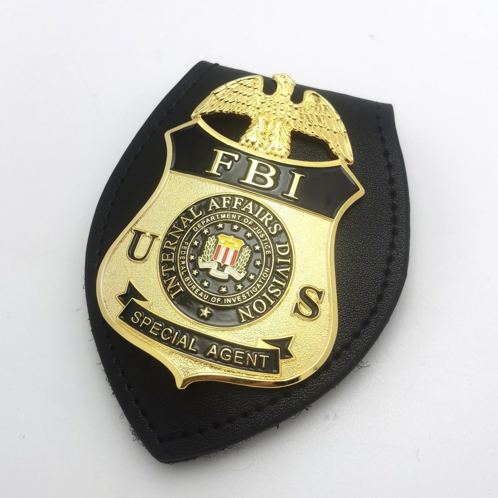 ป้ายโลหะ FBI แบบสามเหลี่ยม ทำจากแผ่นโลหะและหนัง สำหรับคอสเพลย์และของตกแต่งภาพยนตร์