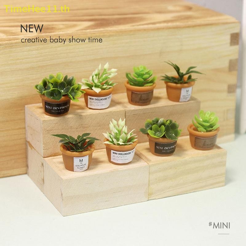 TimeHee 4 ชิ้น Dollhouse Miniature 1:12 หม้อ DIY Kitchen Decora กระถางต้นไม้ TH