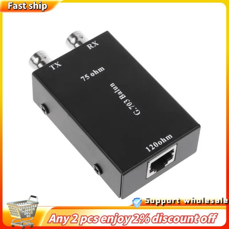 ในสต็อก-2.048Mbps G703 Coaxial BNC to RJ45 Transmitter E1 Converter Balance to Unbalance 75 Ohm to 1