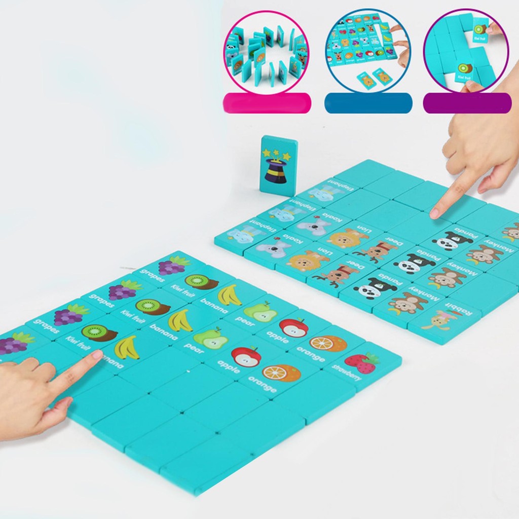 [gkglcd] 36x Montessori Dominos ของเล่นผลไม้และสัตว์ปริศนา Dominos สําหรับเด็ก