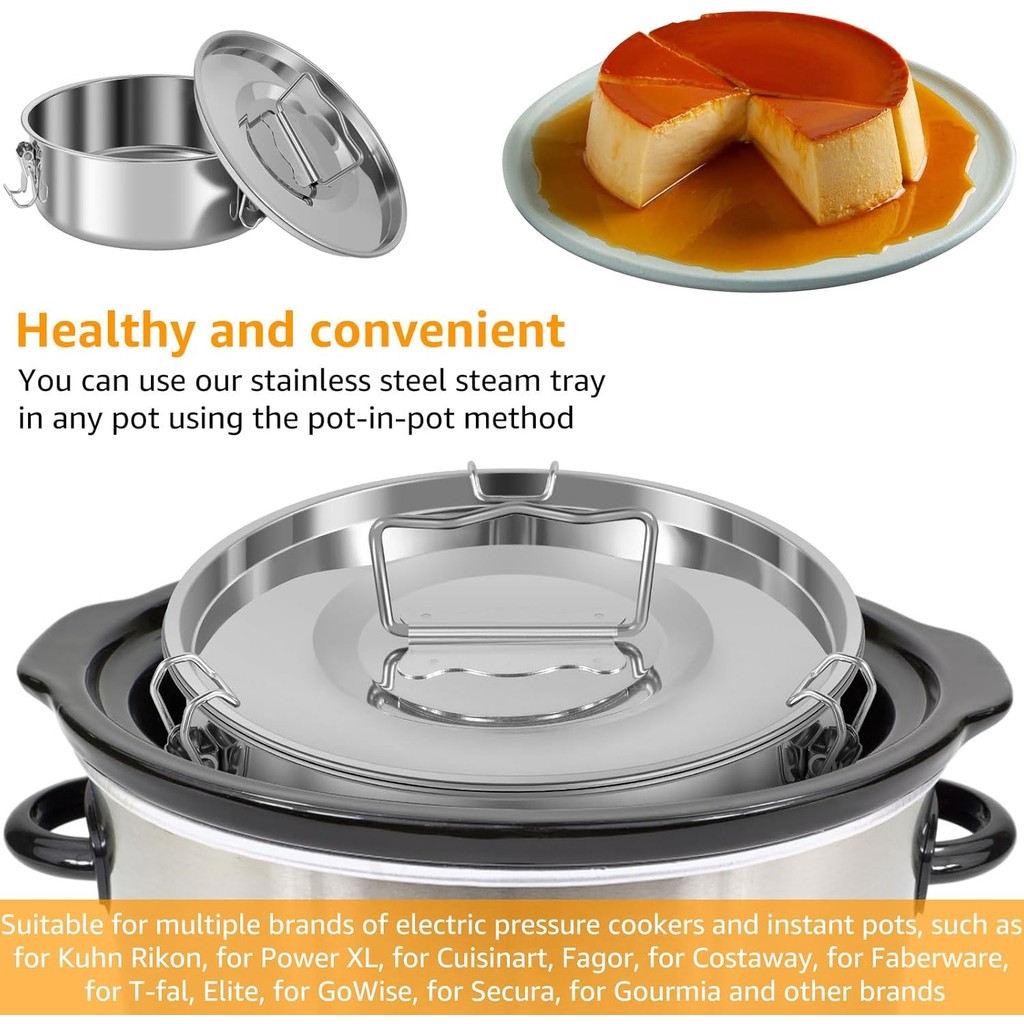 แม่พิมพ์ Flan พร้อมฝาปิด, แม่พิมพ์กระทะ Flan สแตนเลสพร้อมที่จับ,เครื่องทํา Flan อบความจุ 1.5QT พร้อม