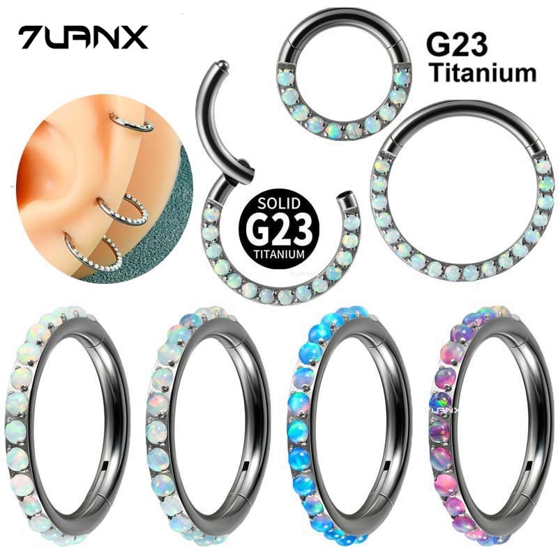 แหวนเจาะหูไทเทเนียมโอปอล Septum Hoop เหมาะสำหรับการเจาะทั้งSeptum, Helix และLobe