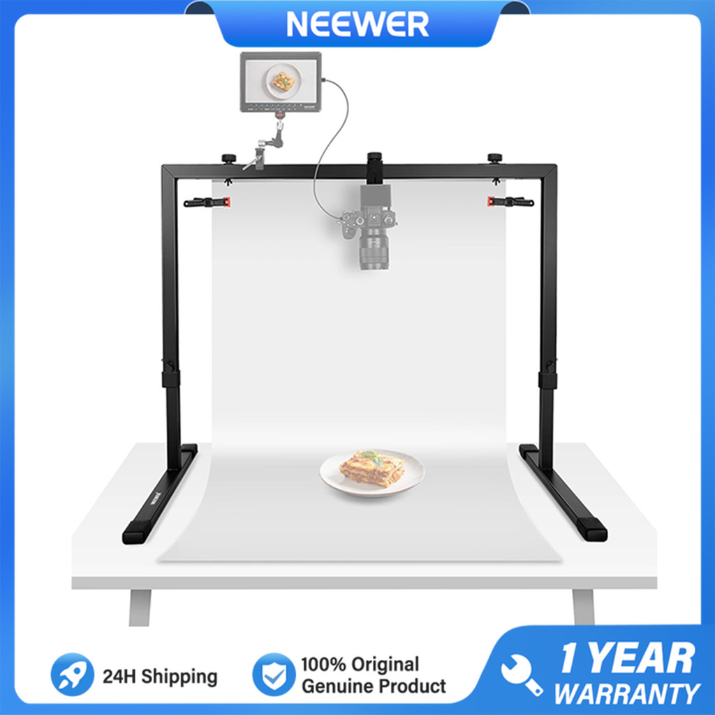 Neewer ST100 แท่นยึดกล้องเหนือศีรษะ - ขาตั้งเหล็กสําหรับงานหนัก 24-39" ปรับความสูงสําหรับเลย์แบน/ทําอาหาร/งานฝีมือเหมาะกับโต๊ะ3.3/1ม