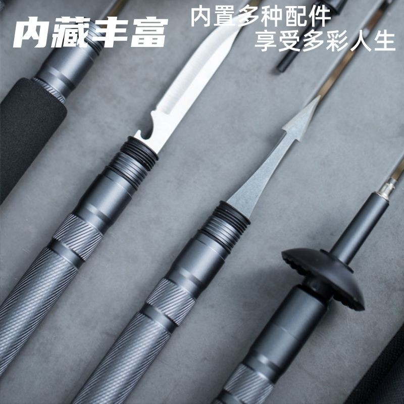 F1V ไม้เท้าท่องเที่ยวสไตล์ใหม่ ทำจากอลูมิเนียมเกรดการบิน มัลติฟังก์ชันสำหรับการเดินป่าและแคมปิง