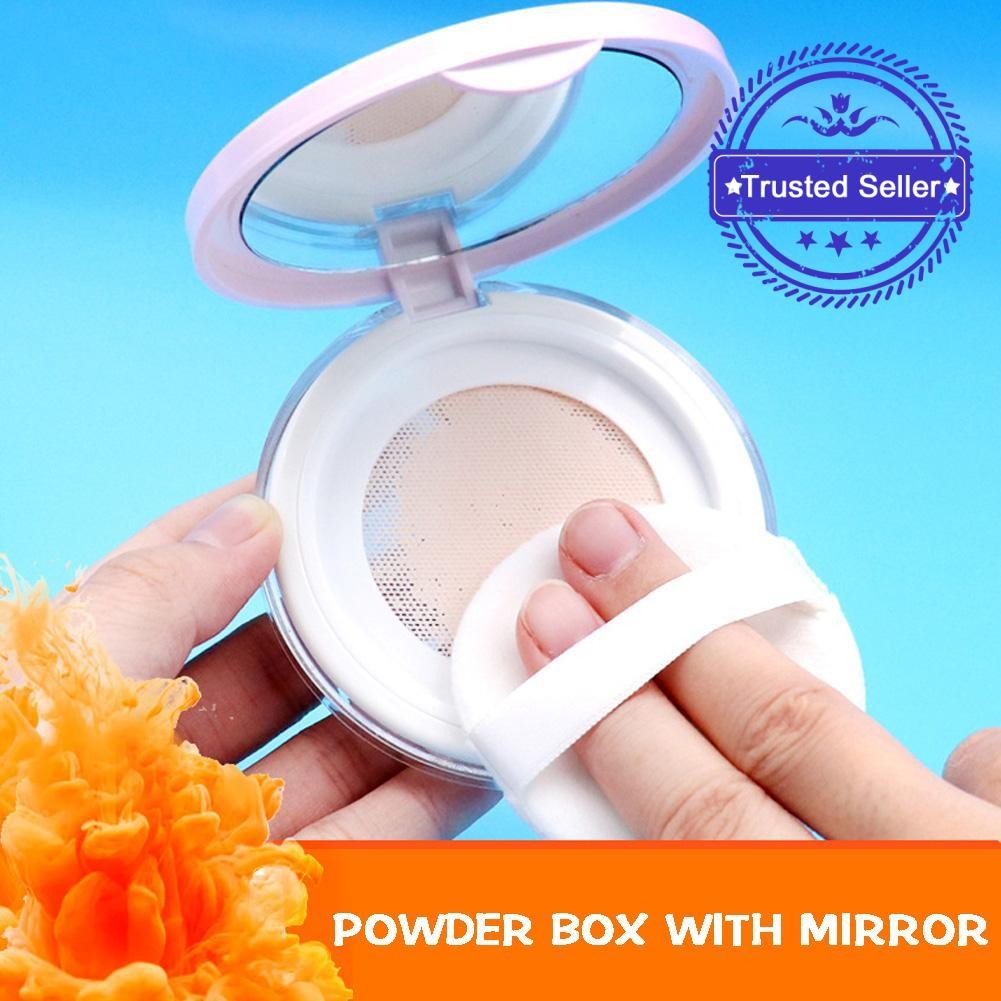 Round Ultra-thin Loose Powder Box Mini Portable Loose Powder Box With Powder Puff Cosmetic R5