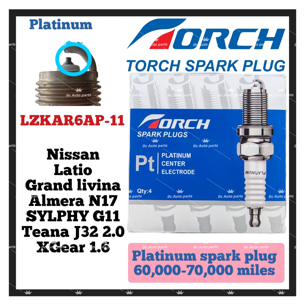 TORCH PLATINUM SPARK PLUG NISSAN LATIO GRAND LIVINA ALMERA N17 SYLPHY G11 TEANA J32 2.0 X GEAR 1.6 L