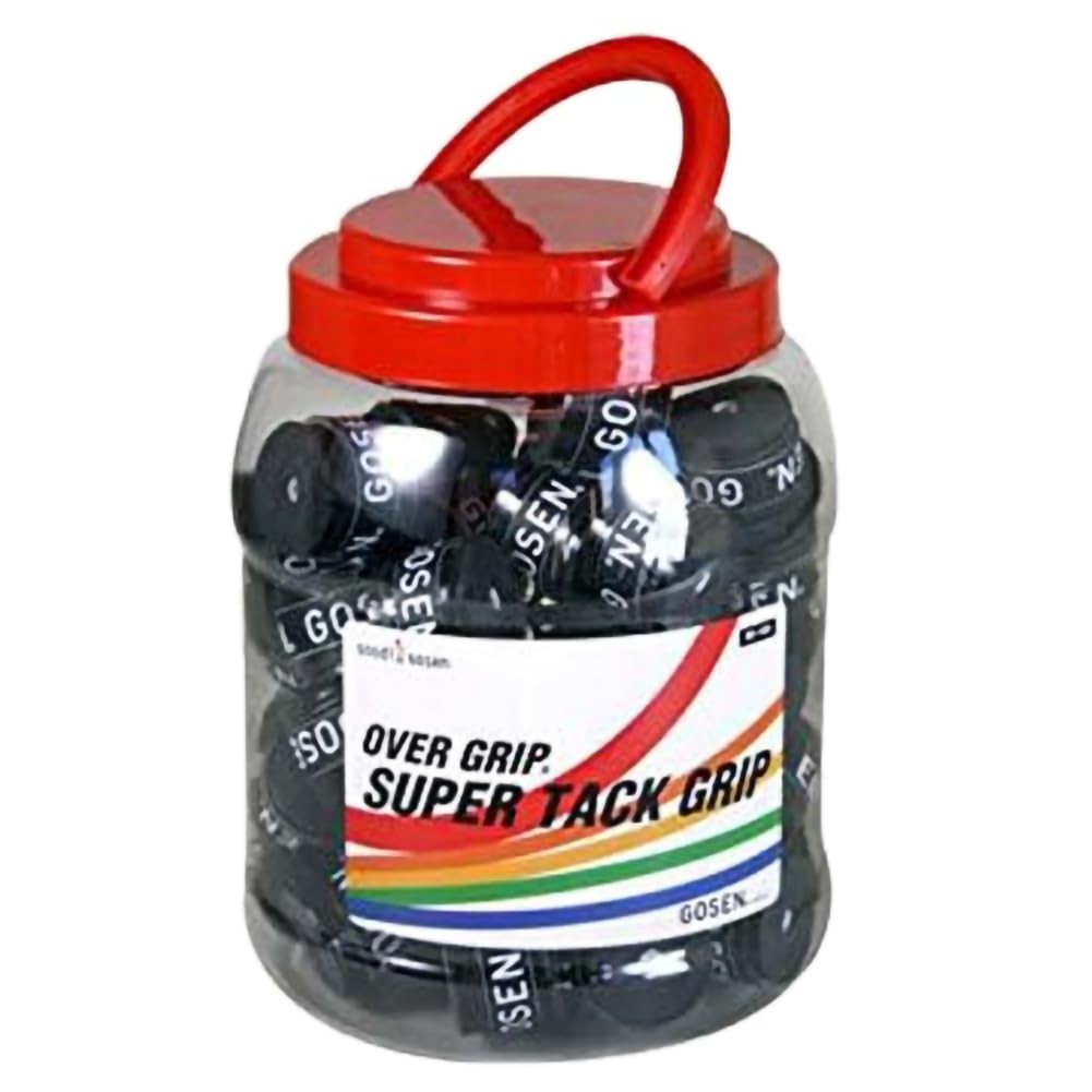 GOSEN Super Tack Grip OG106 - Overgrip Tape for Tennis and Badminton (60 Pieces) - Black