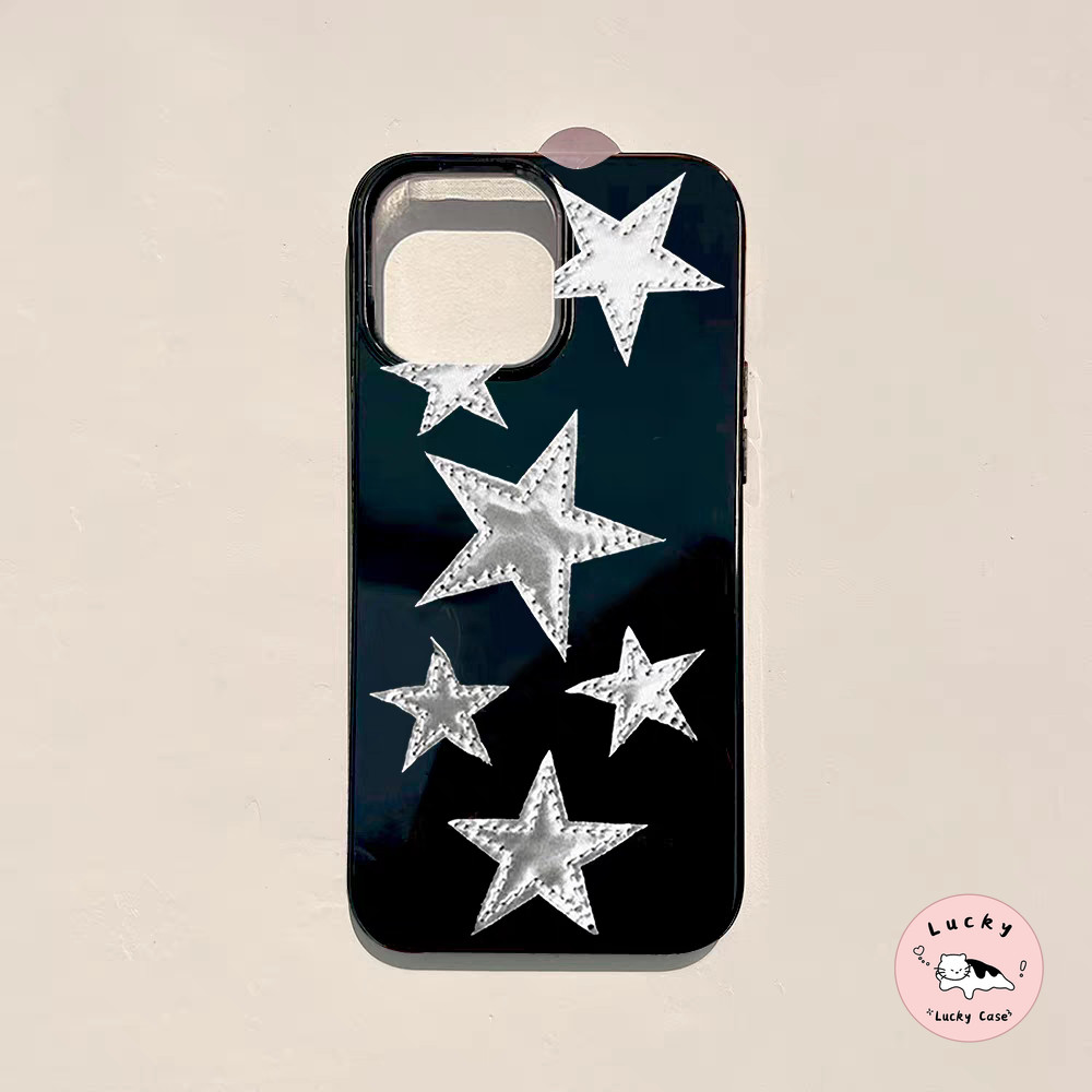 เคสไอโฟน13 การ์ตูนรักหัวใจพื้นผิวดาวเล็ก ๆ มันวาว สำหรับ IPhone 13 12 15 16 11 14 Pro Max X 7 8 15 16 Plus SE2 XR XS Max
