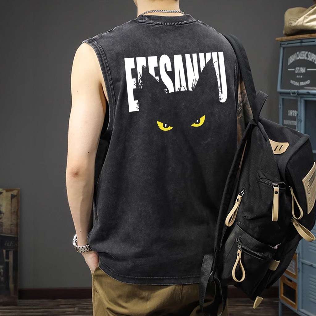 Sea.Tee เสื้อยืด แขนกุด เสื้อกีฬา ลายพิมพ์แฟชั่น ผ้าCotton 100% เหมาะกับใส่ออกกําลังกาย 'EAESANKU'