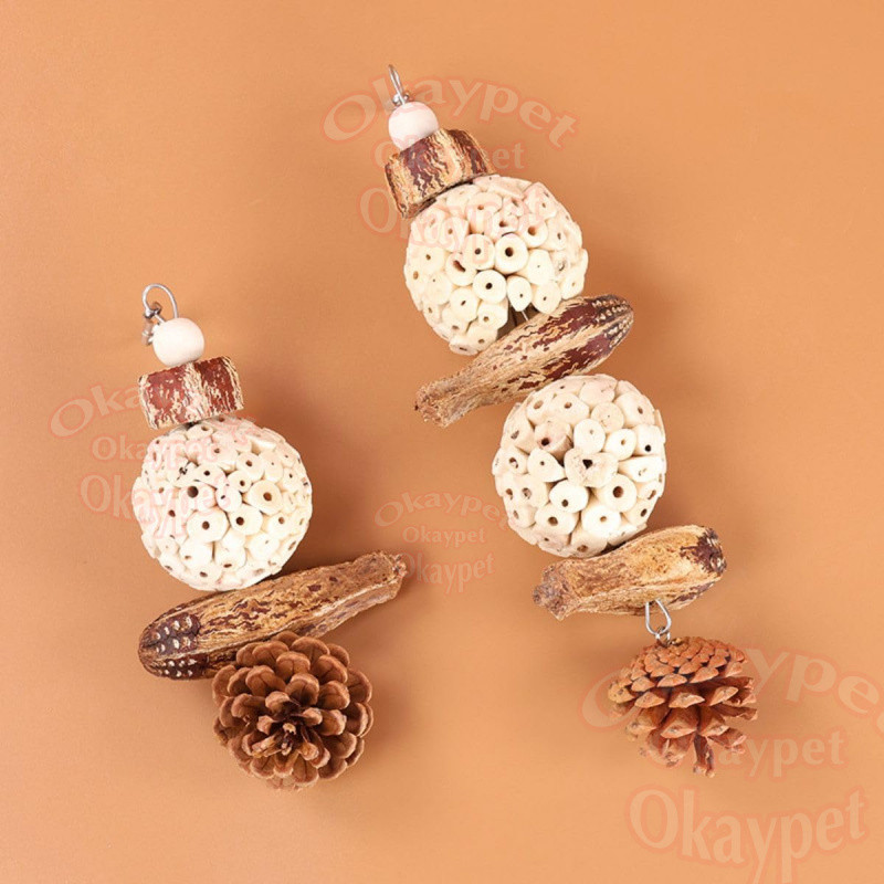 ของเล่นกัดแทะ ของเล่นนกแก้ว ของเล่นนกสําหรับสัตว์เลี้ยงนกนกแก้ว Sola Ball ถั่วธรรมชาติ Pinecone - รูปที่ 5