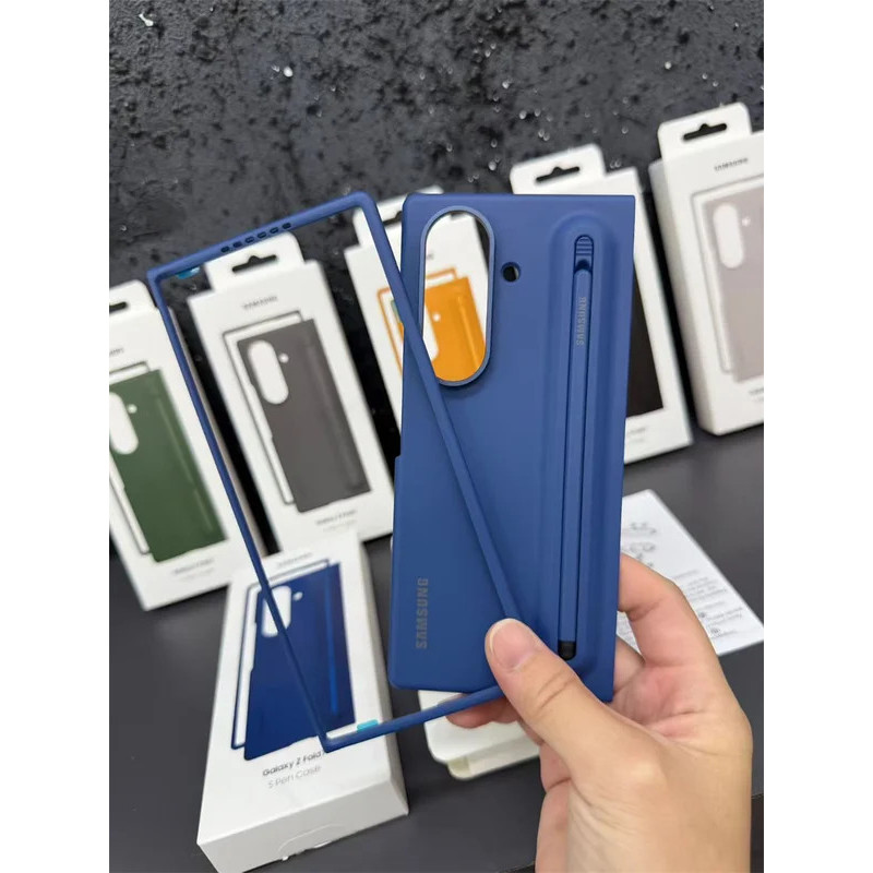 ใหม่ ~ Samsung Galaxy Z Fold 7 5G พร้อม S Pen Z Fold 6 ฝาครอบซิลิโคนพร้อมช่องใส่ปากกาสไตลัสในตัว Spen Case