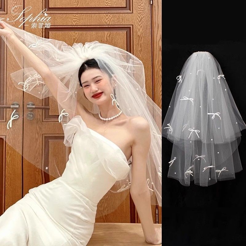 เจ้าสาวเกาหลี/Senmei/โบว์เล็ก/กลีบดอกไม้/Veil