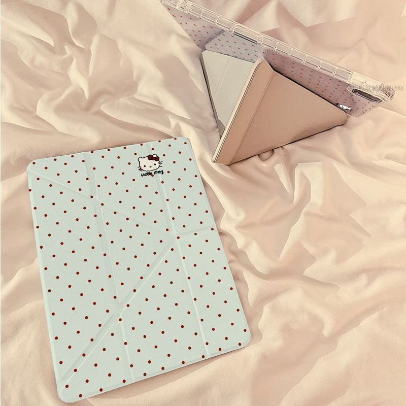 Dot Hello Kitty Apple iPad Pro 11 นิ้วน่ารัก 10/9 สไตล์ใหม่ 2024 แท็บเล็ตป้องกันกรณี Air 7/6 เคสป้อง