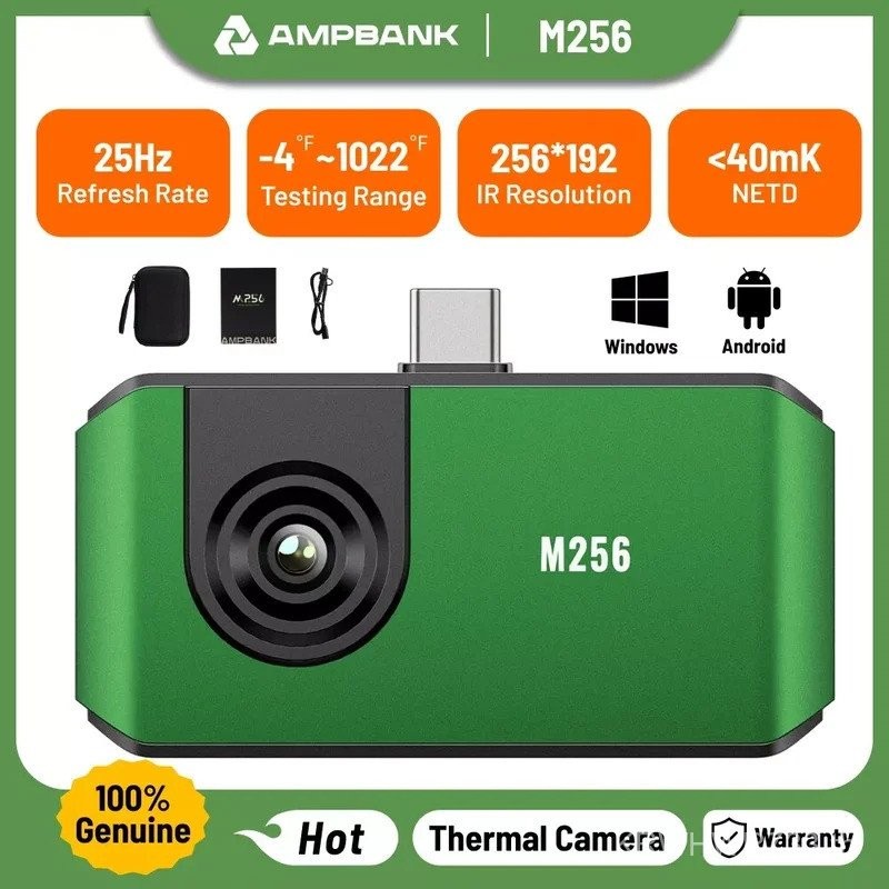 AMPBANK M256 256x192 IR ความละเอียดสูงการถ่ายภาพความร้อนกล้องอินฟราเรด 4 USB-typeC พร้อมการวิเคราะห์