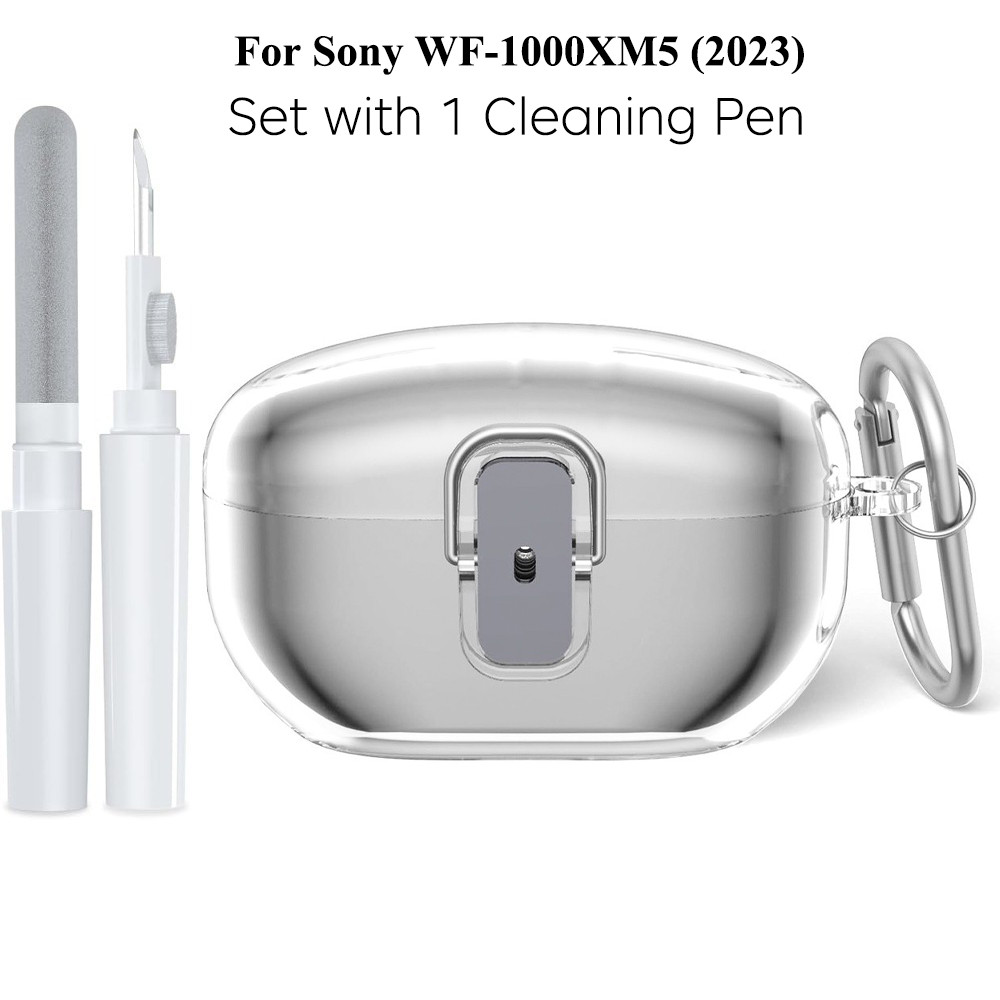 [ชุดพร้อมปากกาทําความสะอาด 1 ชิ้น]สําหรับ Sony WF-1000XM5 (2023) Security Lock เคสโทรศัพท์โปร่งใส TPU พร้อมพวงกุญแจ