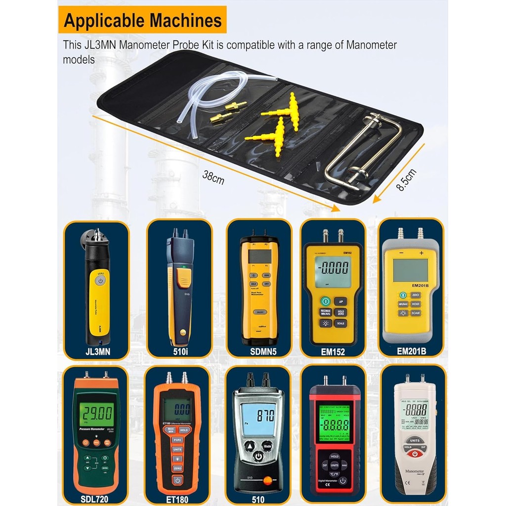 JL3MN Manometer Probe Kit, ใช้งานร่วมกับ Klein เครื่องมือ ET180 Digital Manometer ใช้งานร่วมกับ Fiel