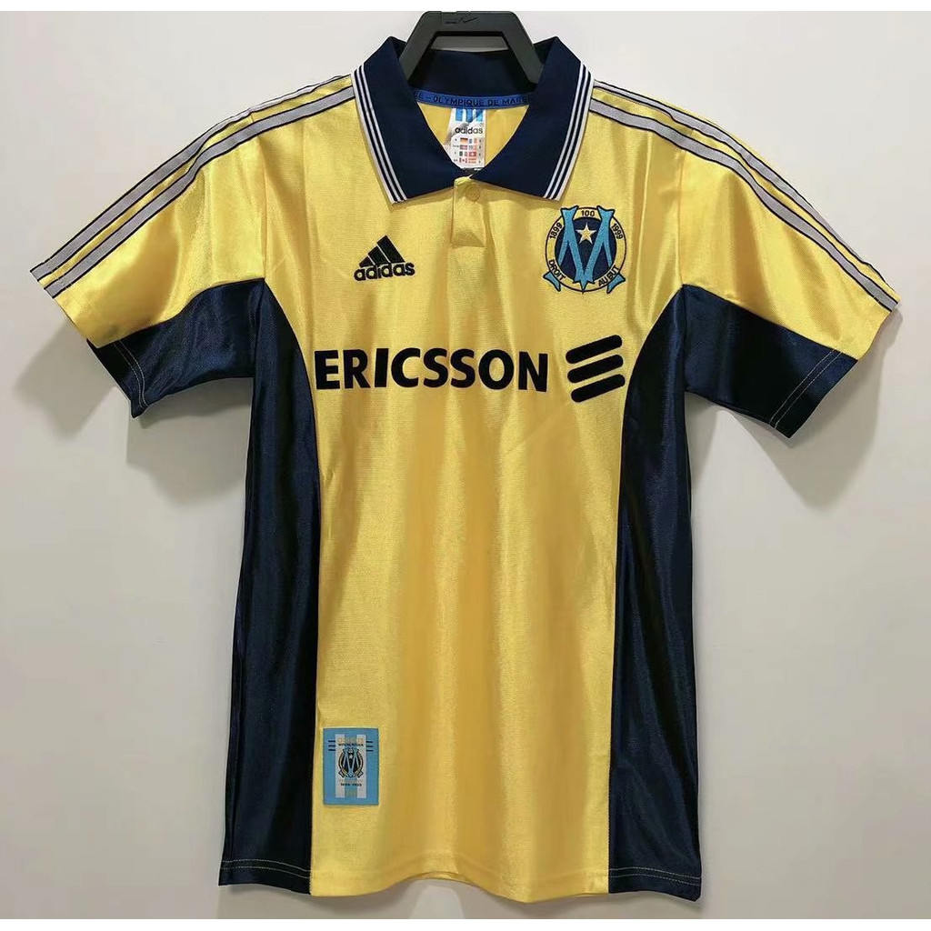 เสื้อยืดแขนสั้น Retro Marseille 1998-99 สีเหลือง สำหรับคนรักฟุตบอล