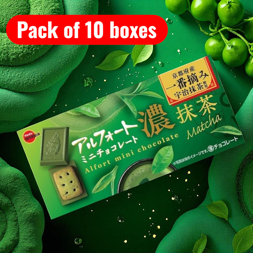 Bourbon Alfort Mini Chocolate Rich Matcha 12 pieces × 10 boxes