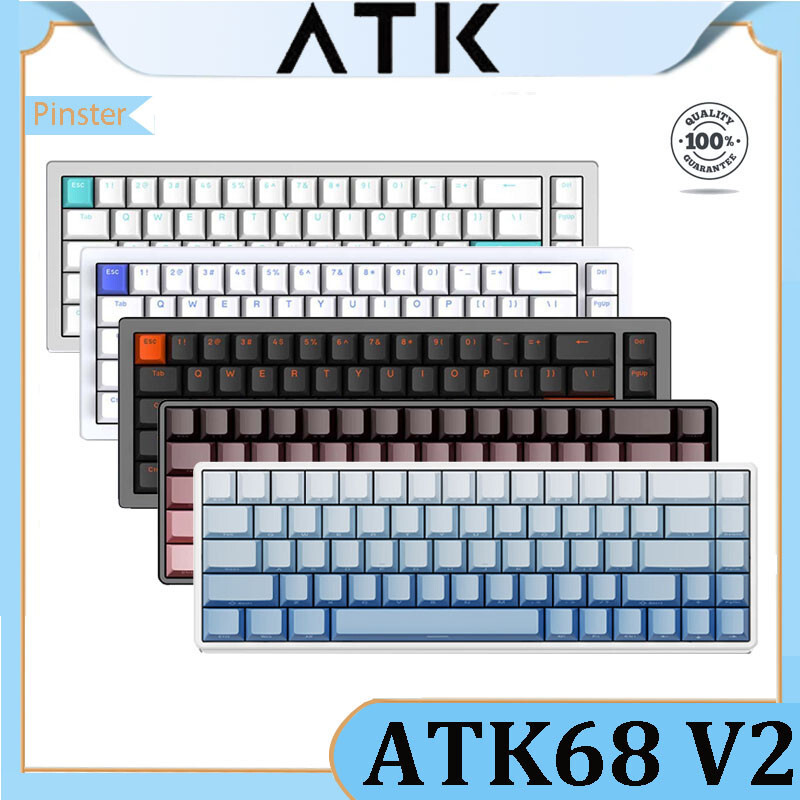 มีจําหน่ายในสต็อกATK ATK68 V2 ก้อนอลูมิเนียมเวลาแฝงต่ําแป้นพิมพ์เครื่องกลสวิตช์แม่เหล็กแบบกําหนดเอง