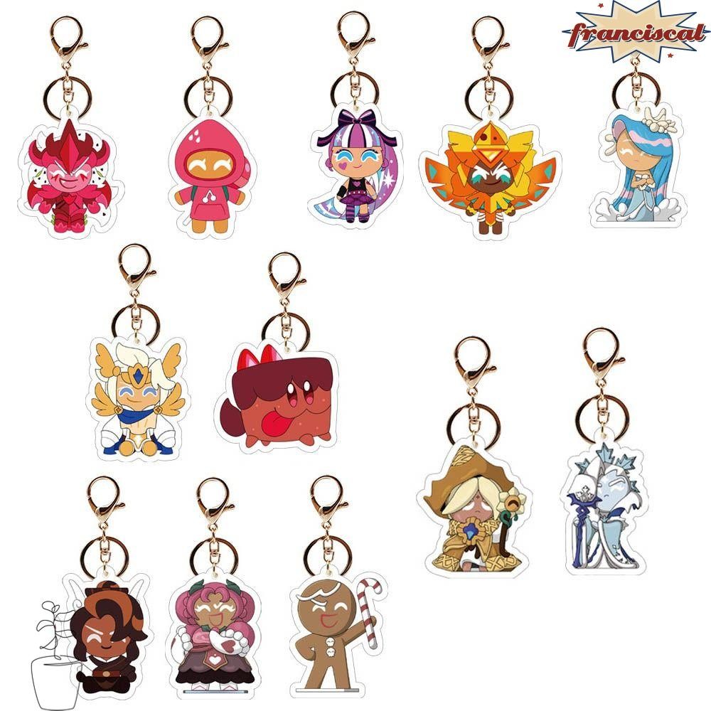 FRANCISCAL Cookie Run Kingdom พวงกุญแจ, Shadow Milk Cookie Mystic Flour Cookie Figures พวงกุญแจ, การ